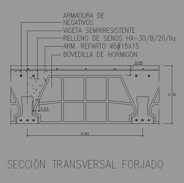 Bloque Autocad Forjado con viguetas y bovedillas